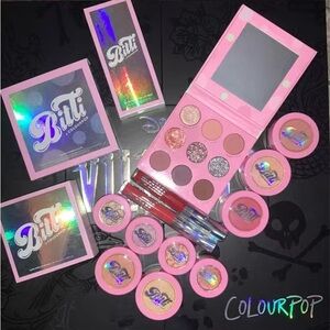 ColourPop Glitter Eyeshadow Palette and Lip Gloss Set - Pink and Red